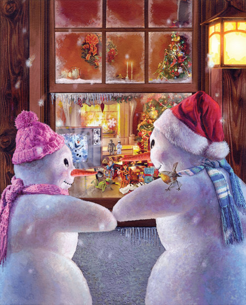 Ilustração de casal de boneco de neve