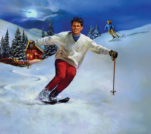 People Skiing illustration
