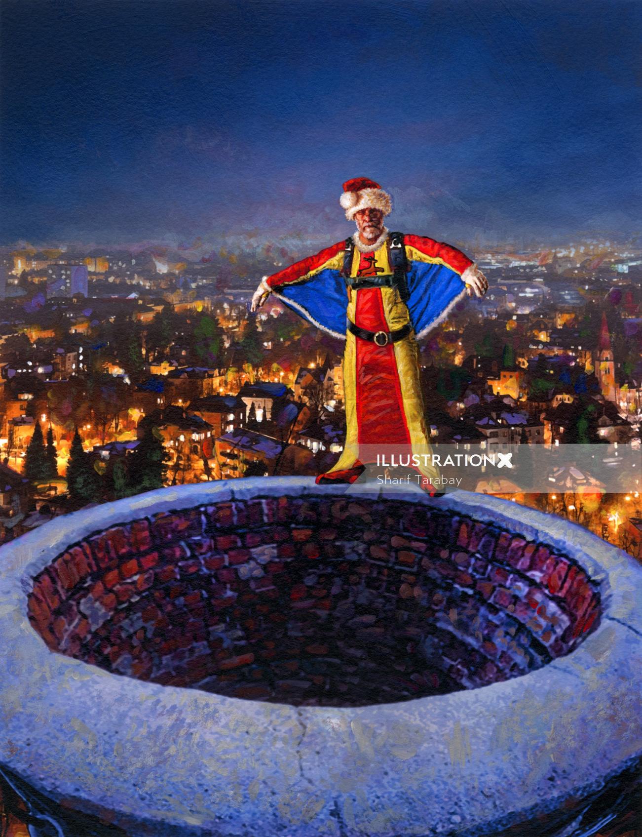 Ilustración del salto de la chimenea de Santa