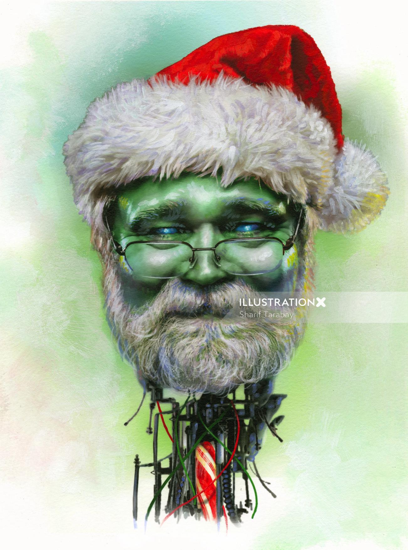 Ilustración de retrato de Santa Claus