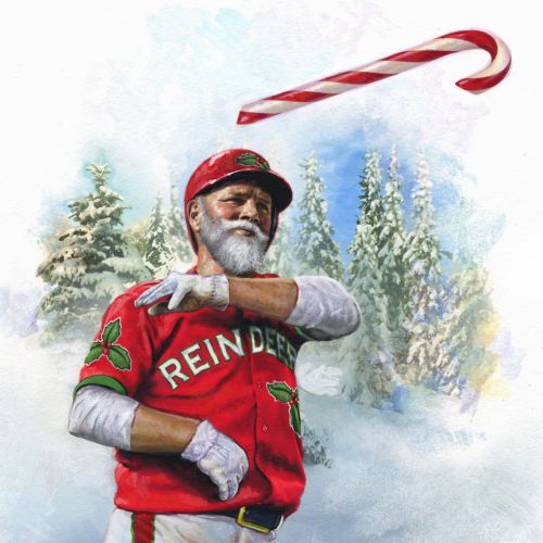 Sports illustration of Baseball Christmas Santa