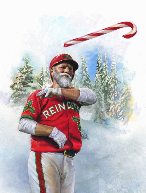 棒球圣诞圣诞老人的体育插图
