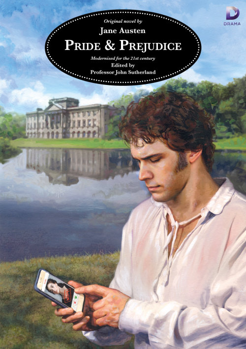 Advertising illustration of Jane Austen Pride & Prejudice novel