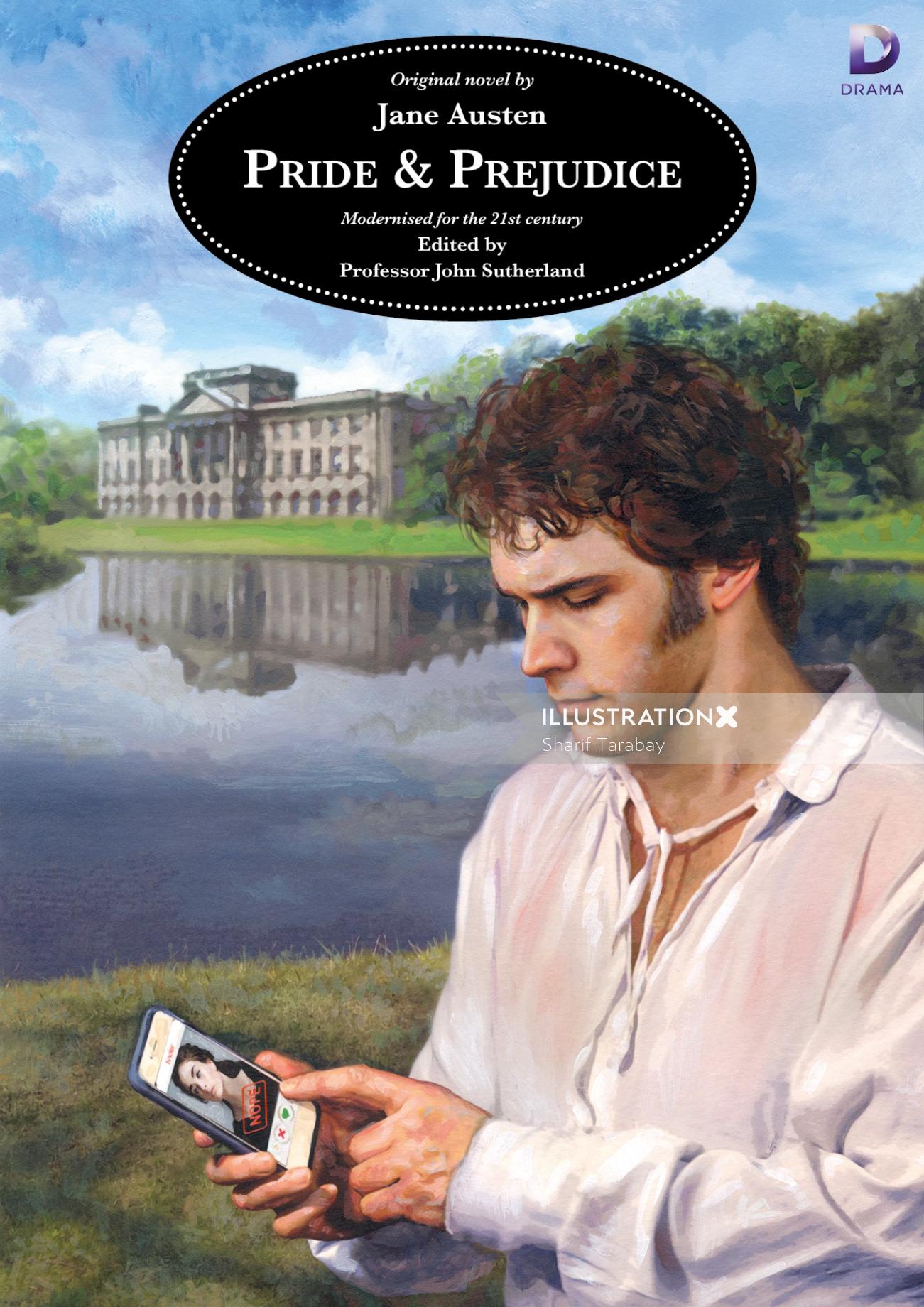 Ilustración publicitaria de la novela Orgullo y prejuicio de Jane Austen
