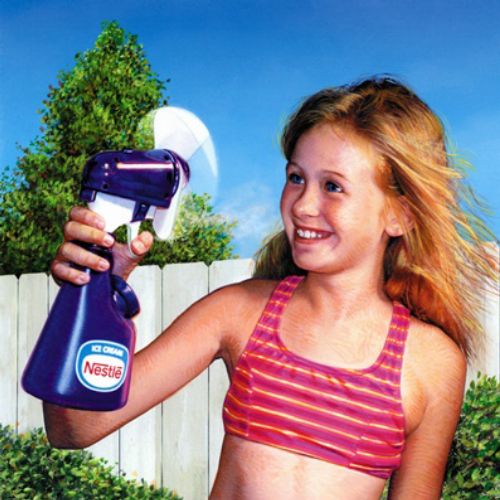 Portrait of cute girl for squeeze bottle Advertisement