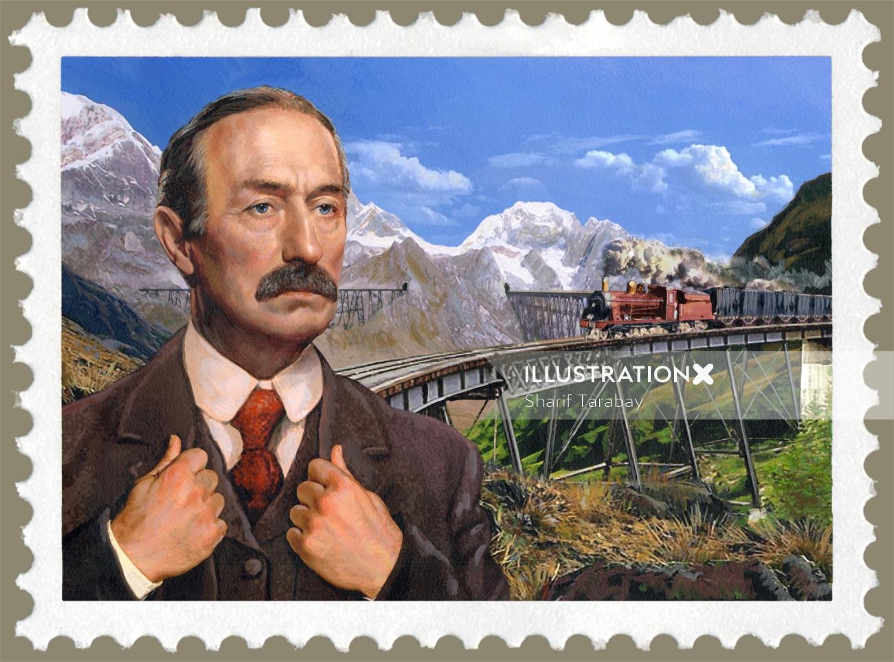 欧内斯特·马林诺夫斯基邮票插图由谢里夫·塔拉贝 (Sharif Tarabay)