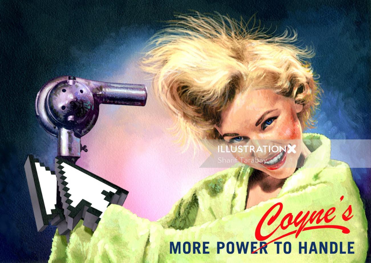 Advertising poster of Coyne's More Power of Handle