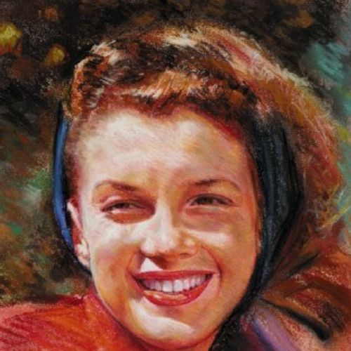 Watercolor portrait of smiling girl 