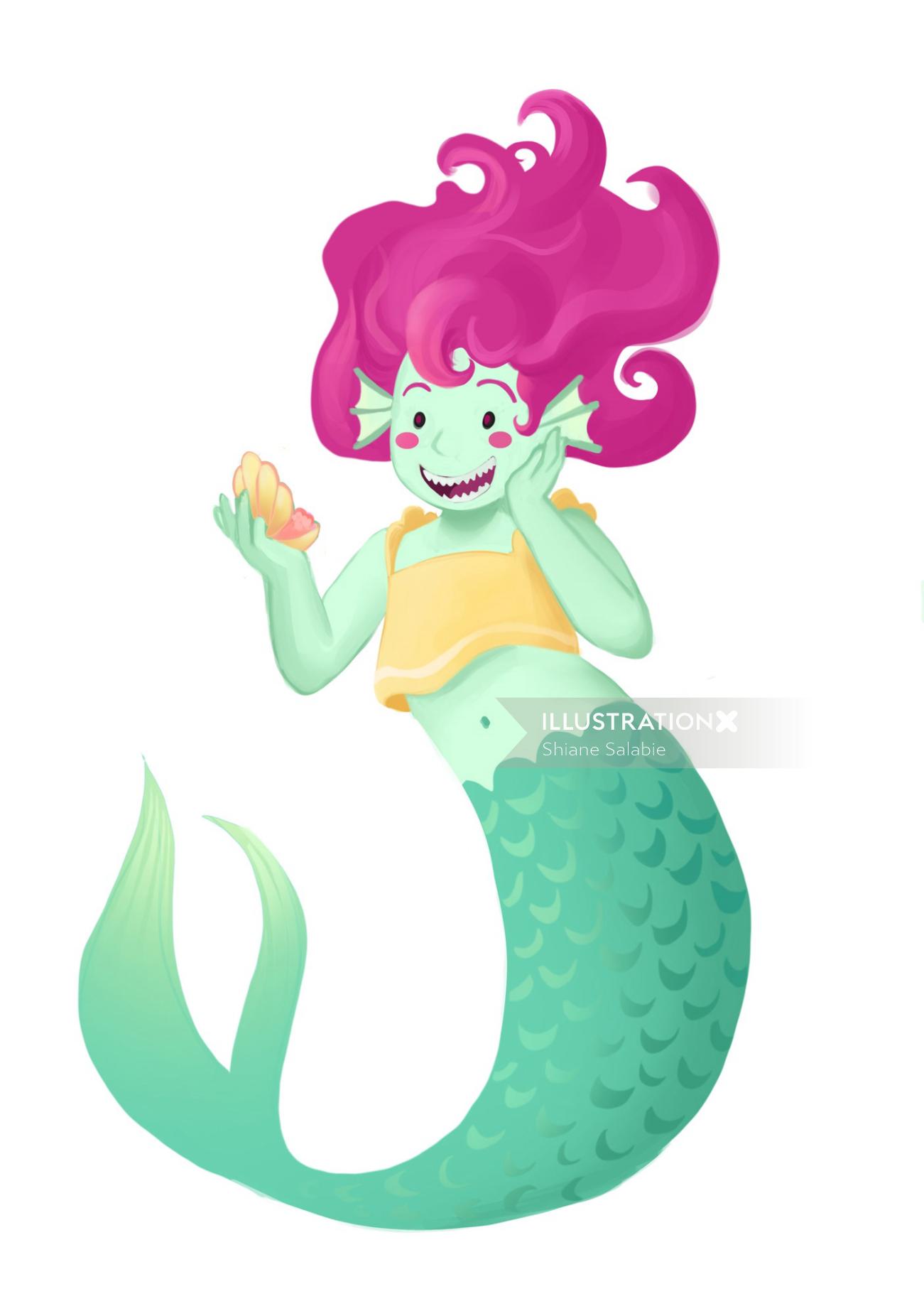 Cute cartoon Mermaid Siren