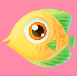 Coral Crush 游戏图标中的 Fish 角色设计