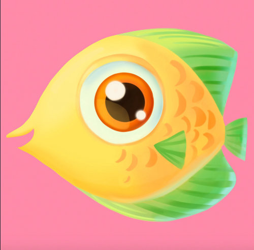 Character design of Fish for Coral Crush game icons