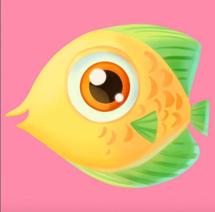 Design de personagens dos ícones do jogo Fish for Coral Crush