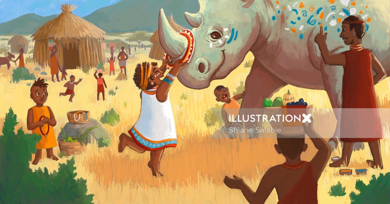 Ilustração de rinoceronte animal