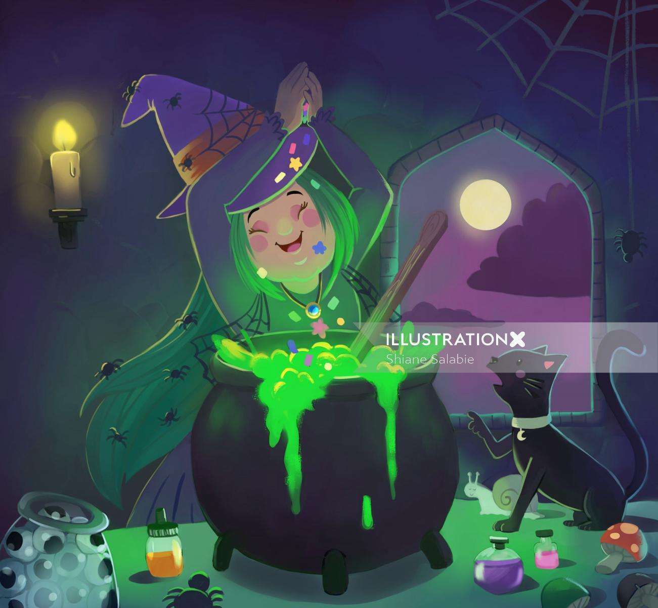 Little witch cartoon character design by Shiane Salabie