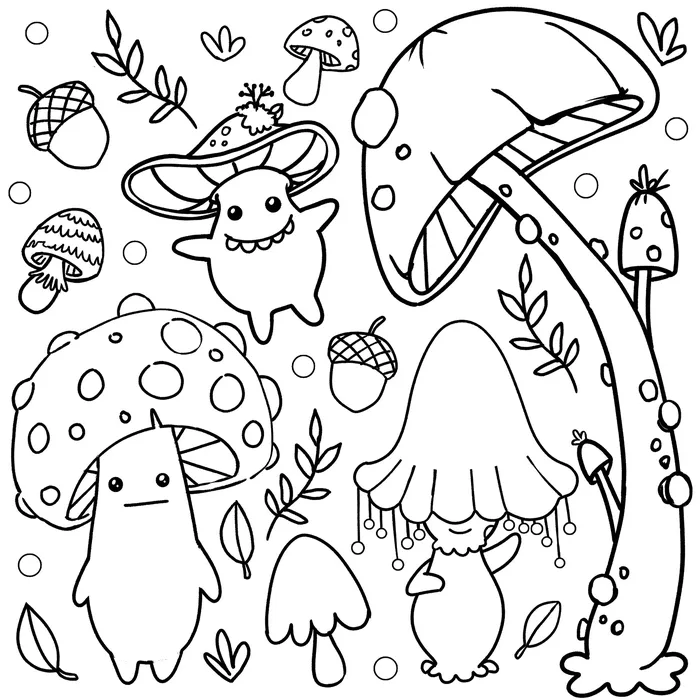 Alluring design of mushroom characters