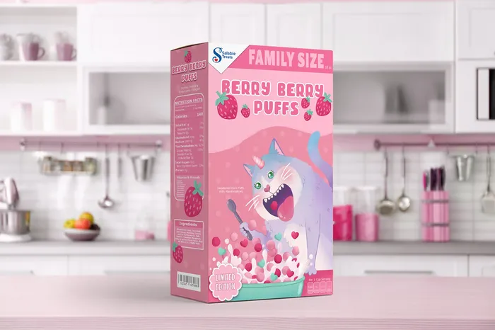 Berry Puffs packaging work