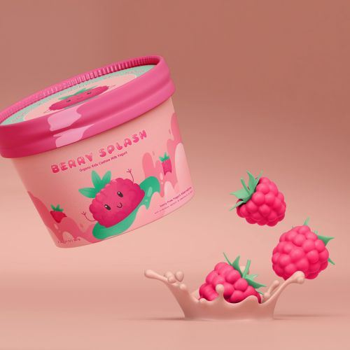 Berry Splash Raspberry Dairy-Free Yogurt Packaging Mock-up