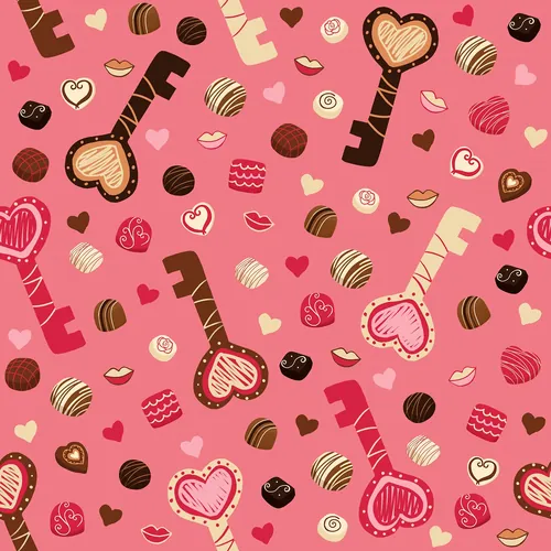 Heart key and candy pattern by Shiane Salabie