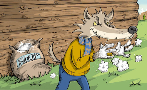 拟人化的狼的儿童插图