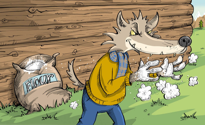 Children illustration of anthropomorphic wolf