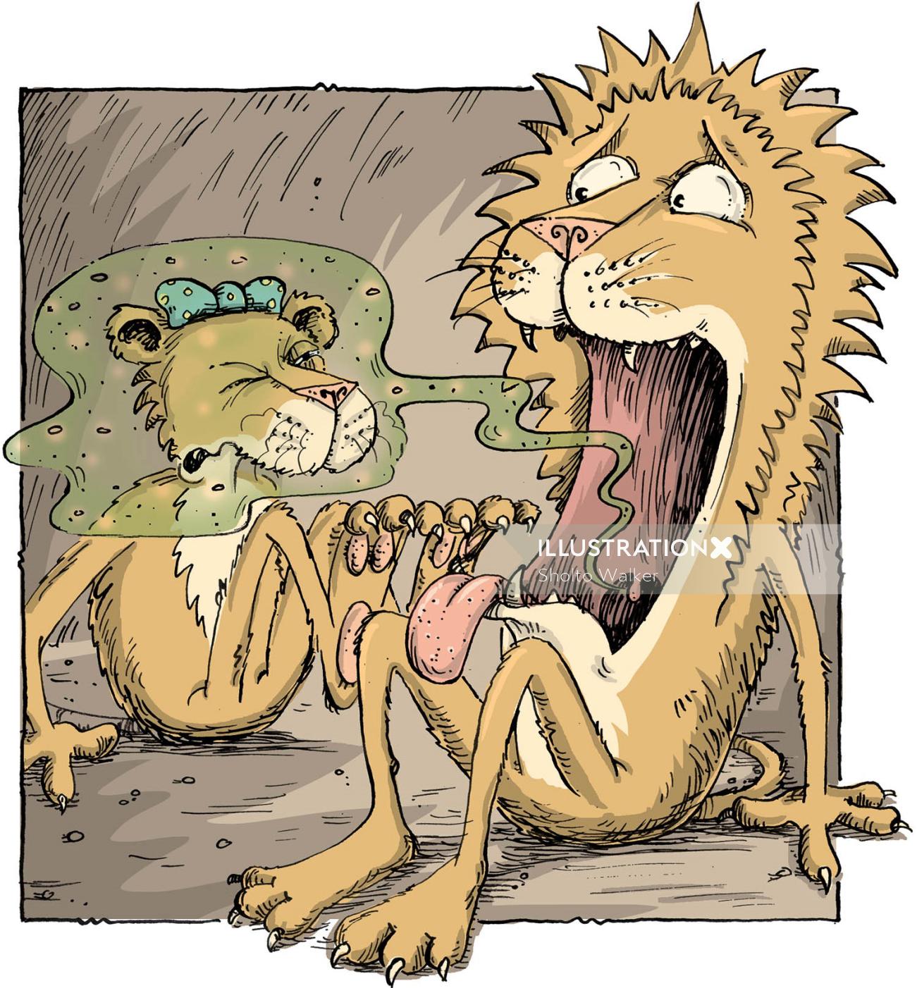 Ilustração de personagem para a respiração fedida do leão 2017