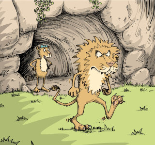 Ilustración de dibujos animados de un león