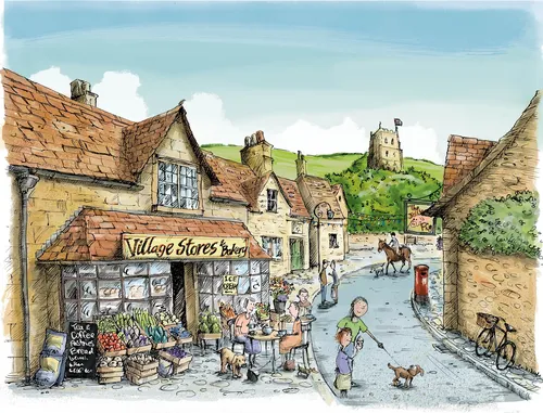 Computer Generated Traditional English Village street
