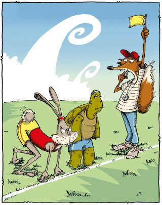 漫画とユーモア カメとウサギ
