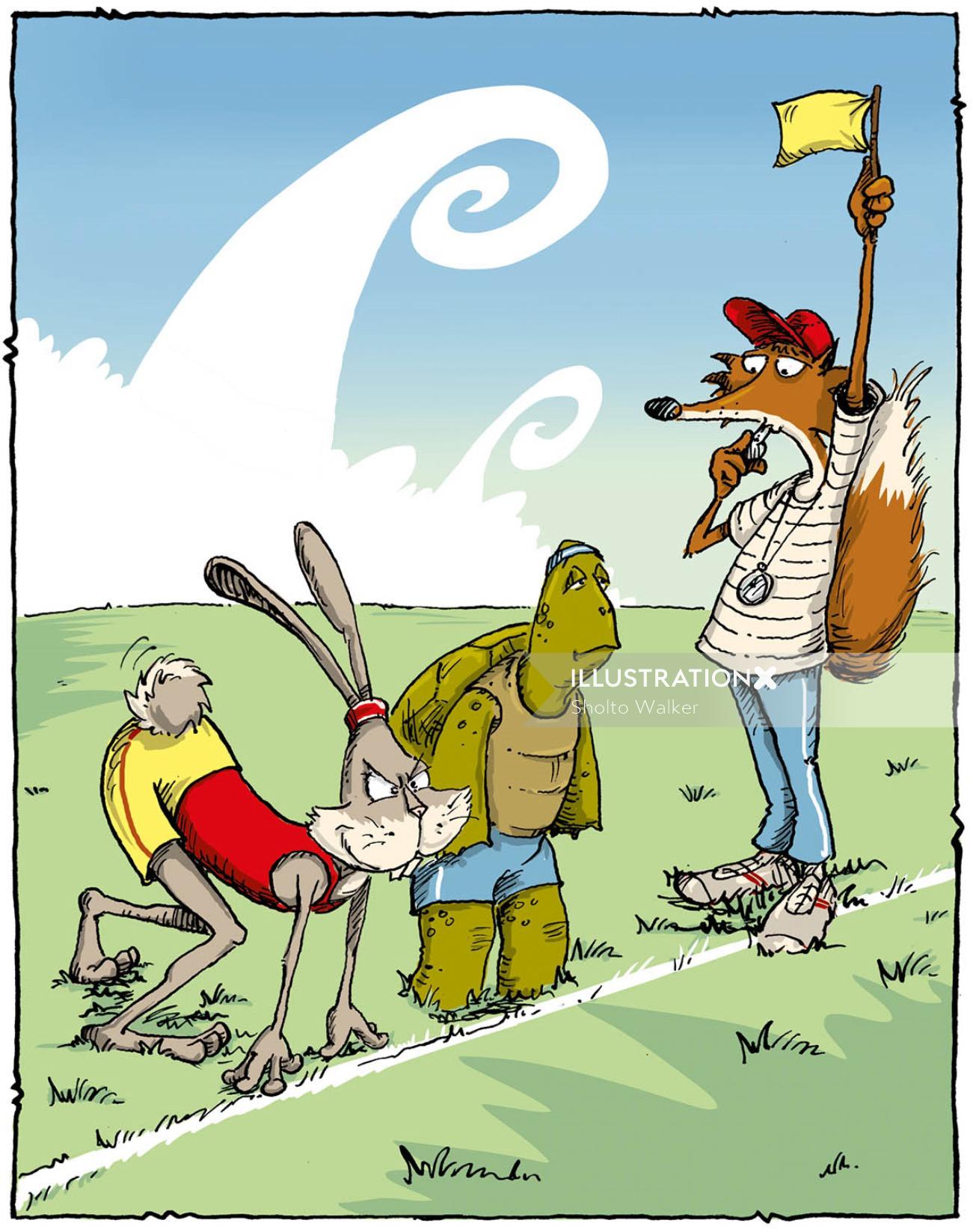 Cartoon & Humour A tortoise and Hare
