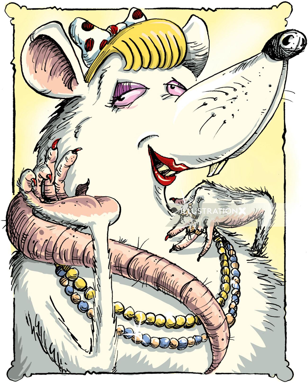 Ilustração em quadrinhos de rato glamouroso