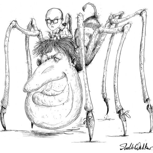 Hideous spider comic illustration  