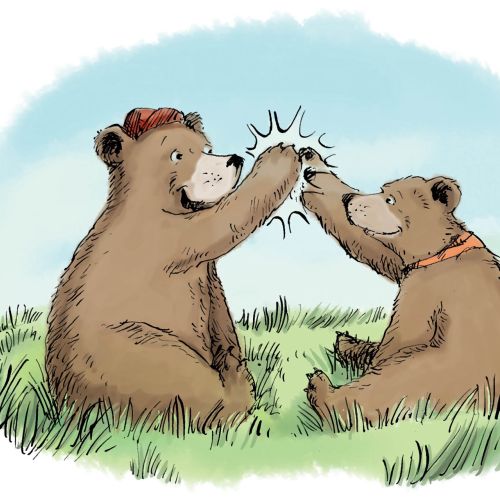 Cartoon Bear Cub slap palms 