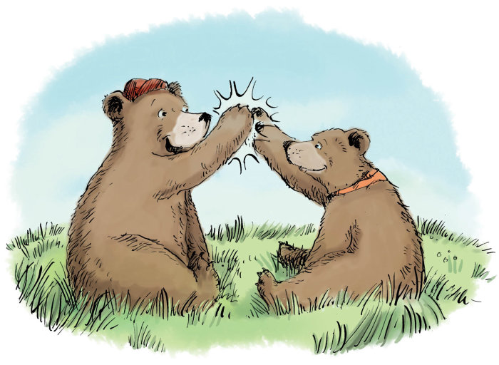 Dessin animé Bear Cub gifler les paumes
