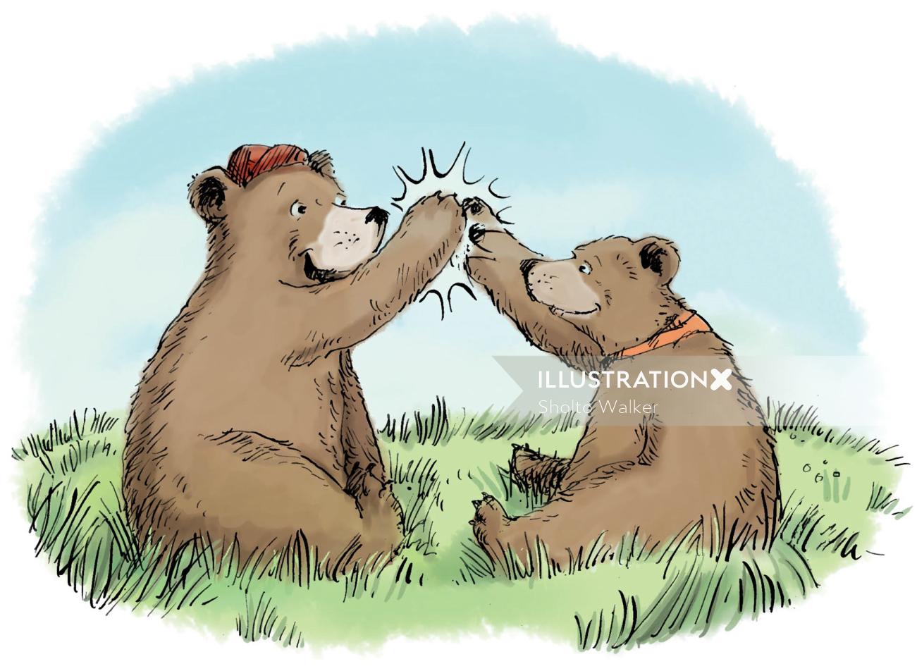 Cartoon Bear Cub slap palms 