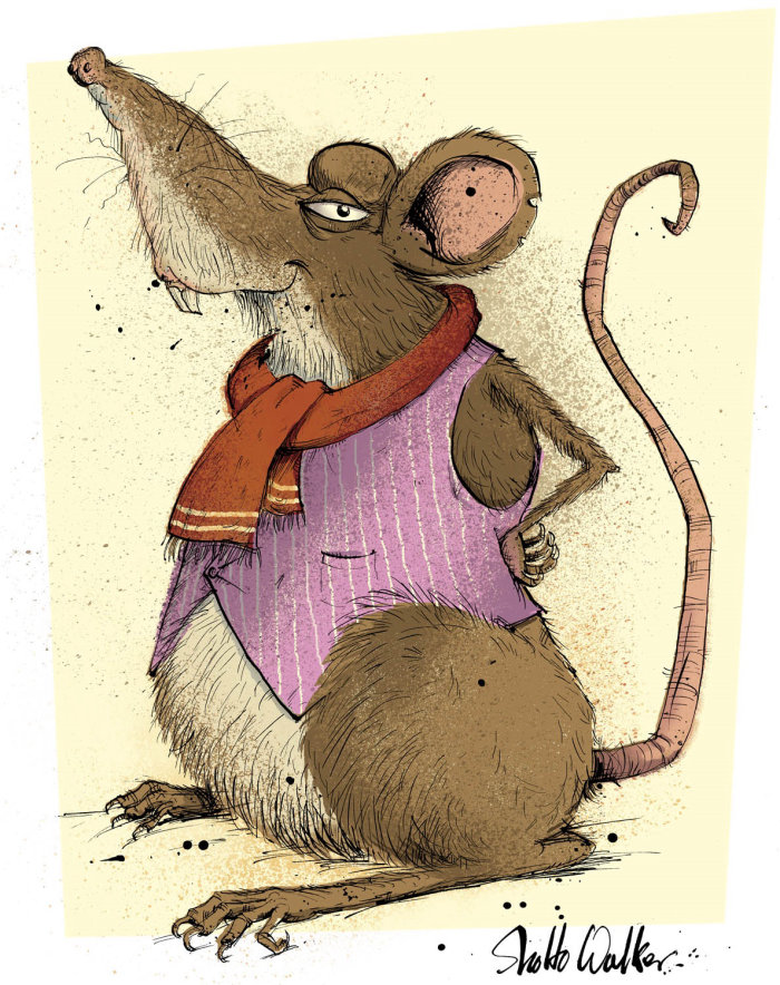 Ilustración de personaje de rata por Sholto Walker
