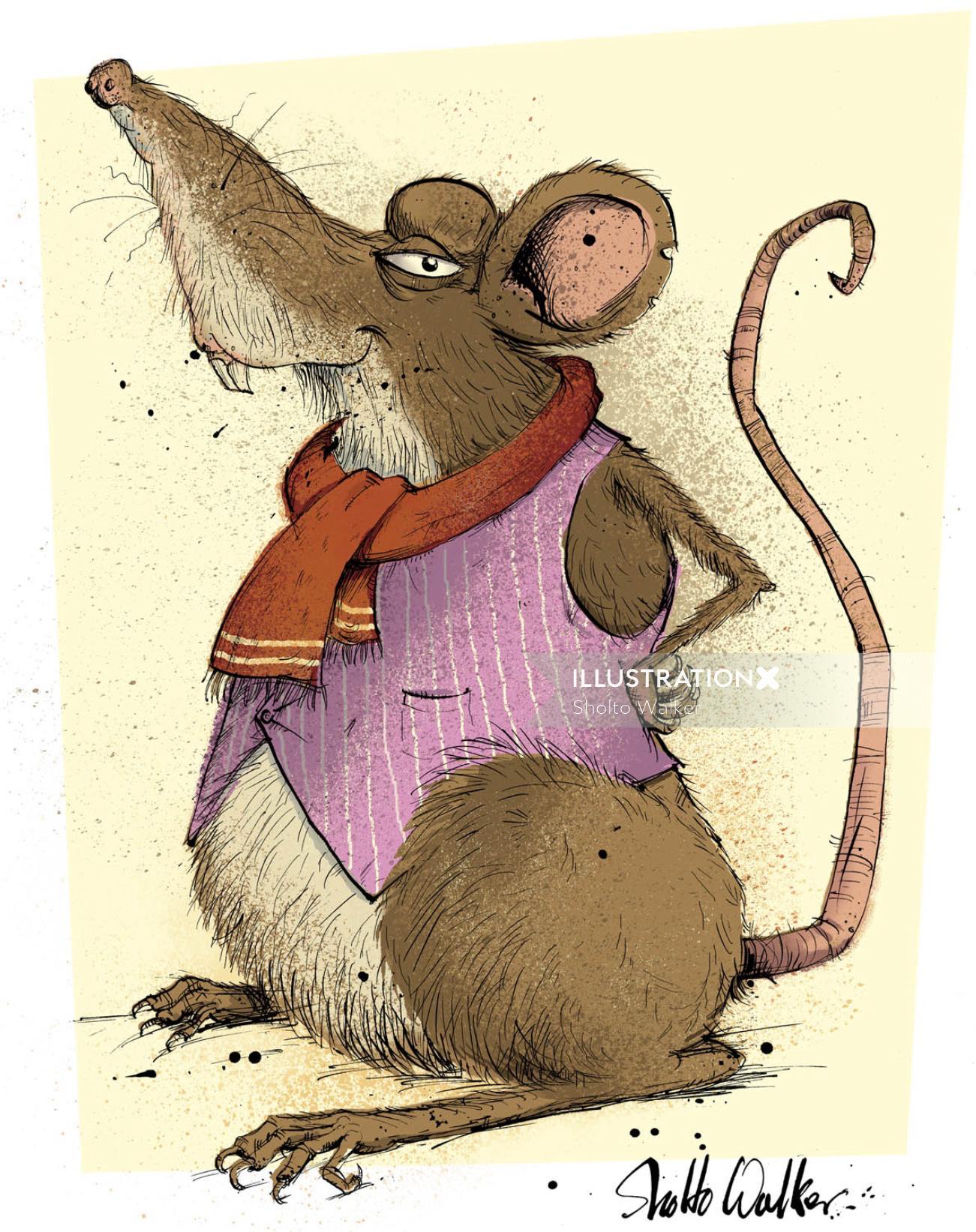 Ilustração de personagem de rato por Sholto Walker