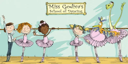 Illustration von Kindern und Monstern in der Ballettschule