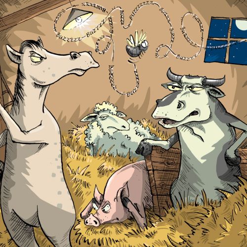Comic farm animals illustration by Sholto Walker