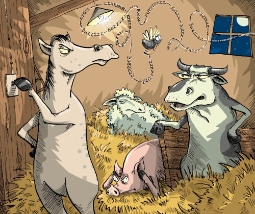 Comic farm animals illustration by Sholto Walker