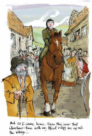 Imagem em aquarela do romance Warhorse, de Michael Morpurgo
