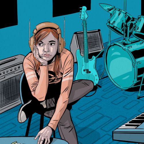 Comic work of children music room