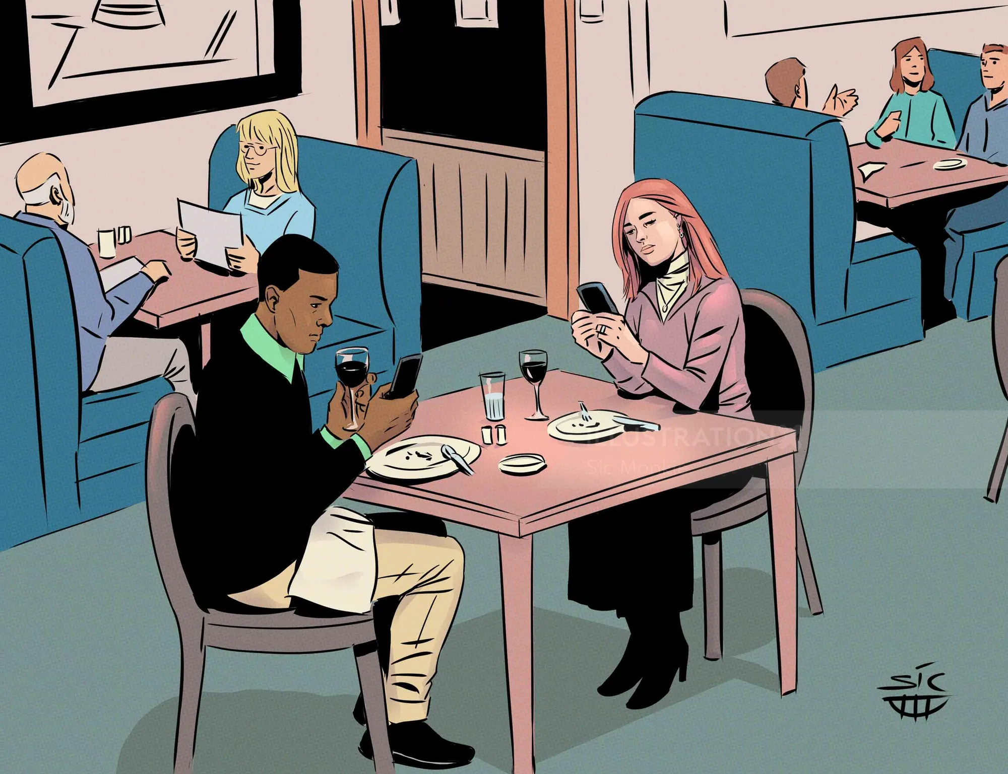 Comic strip about date night