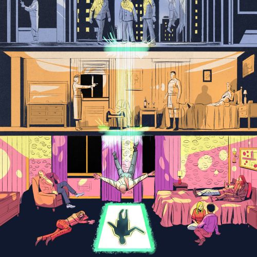 Do Not Disturb Issue 3 cover by Sic Monkie, showing layered city scenes