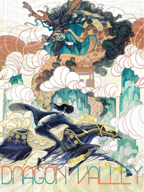 Man horse riding Chinese style illustration