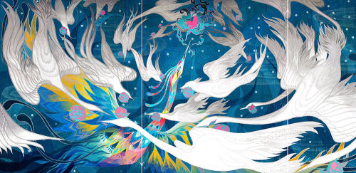 Ilustraciones tradicionales de paloma blanca