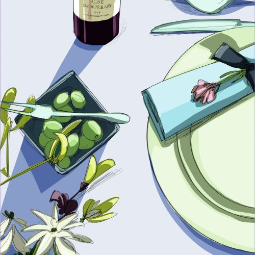 Illustration of food & Drink in a restaurant
