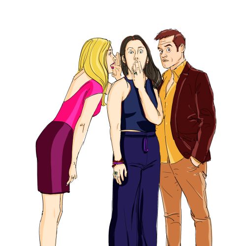 An illustration of three people