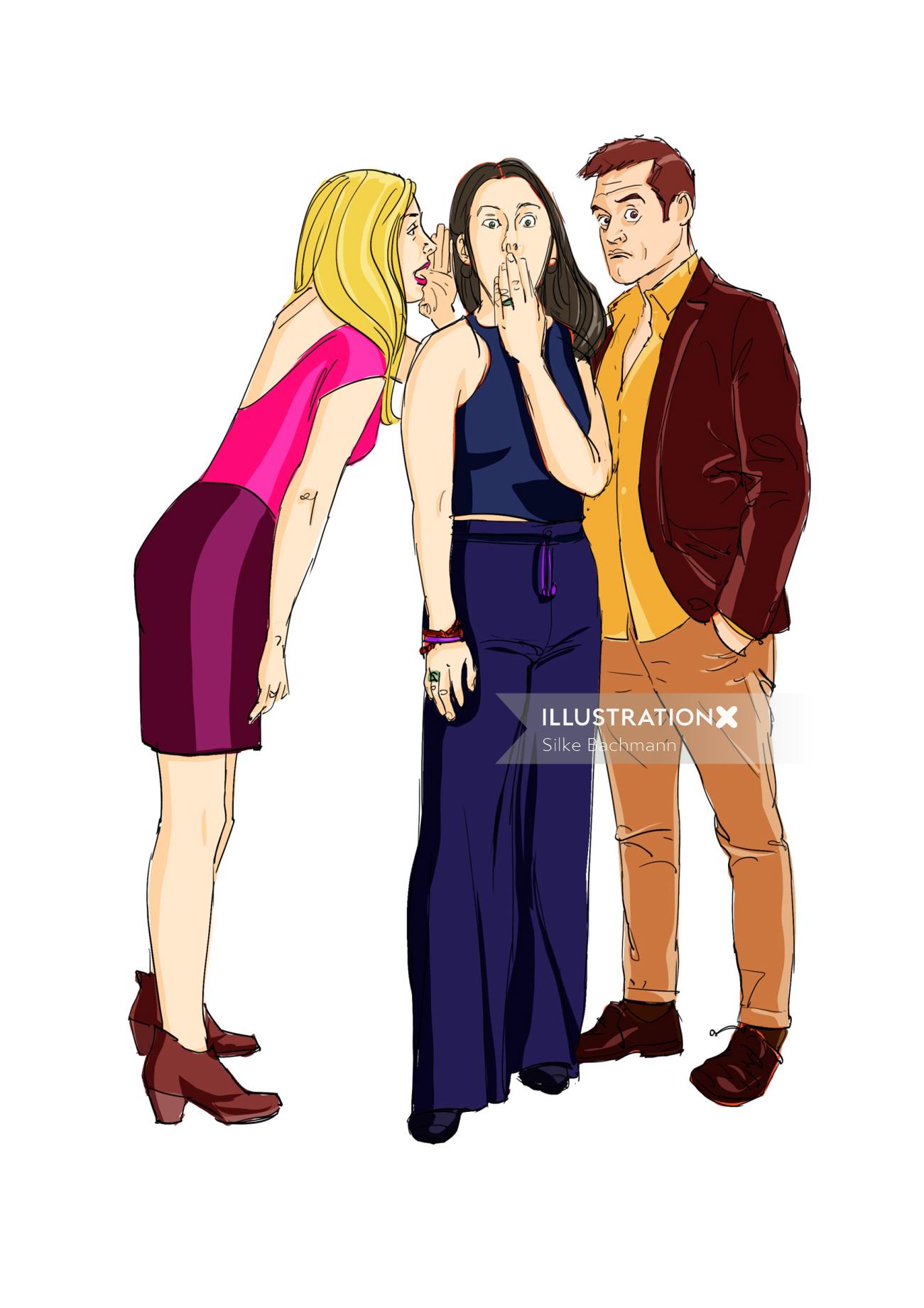 Uma ilustração de três pessoas