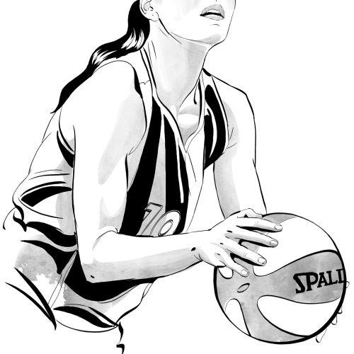 Female basketball player pencil art