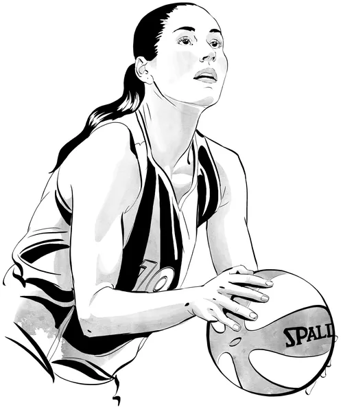 Bleistiftzeichnung einer Basketballspielerin